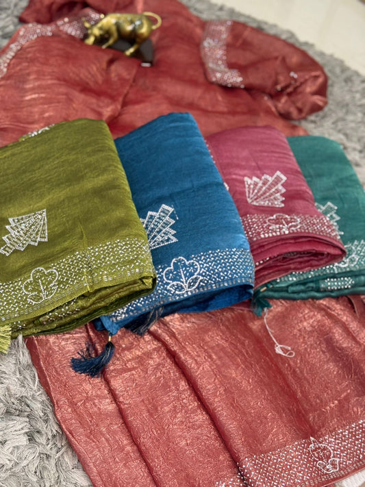 Trendy Fendy Chiffon Saree with Delicate Stone Work ✨