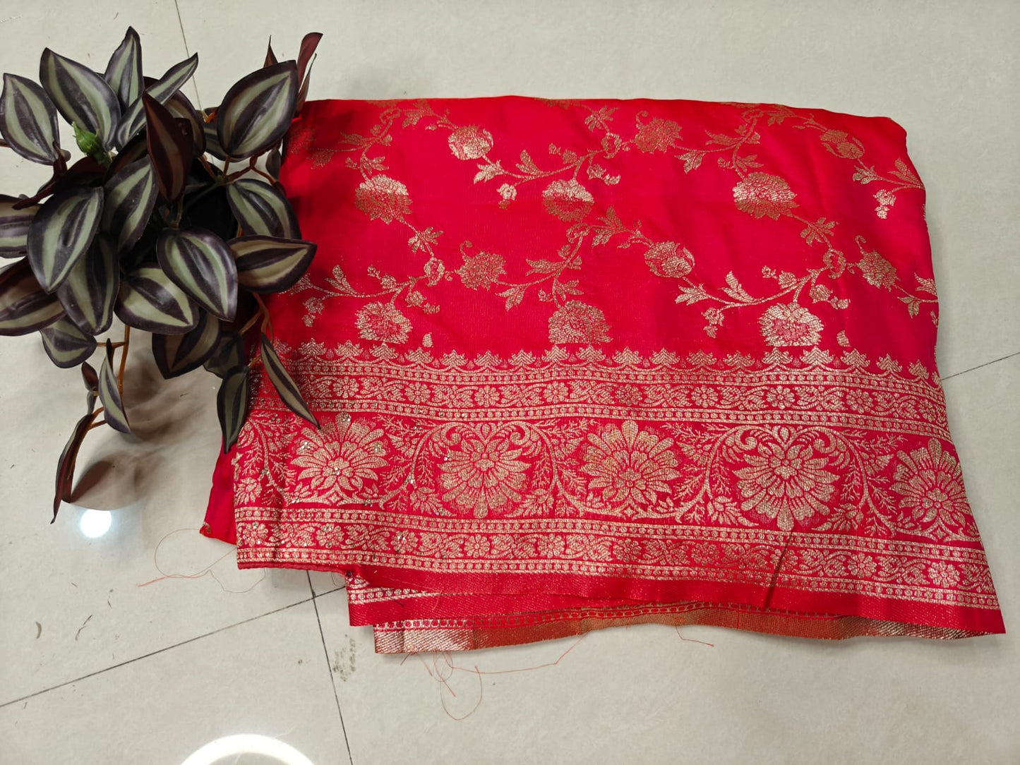 Elegant Silk Saree with Jaal Weaving & Stone Work Blouse