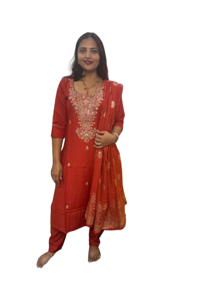 Vatican Silk 3-Piece Dress Set β Elegant Embroidered York with Comfortable Pocket Pants