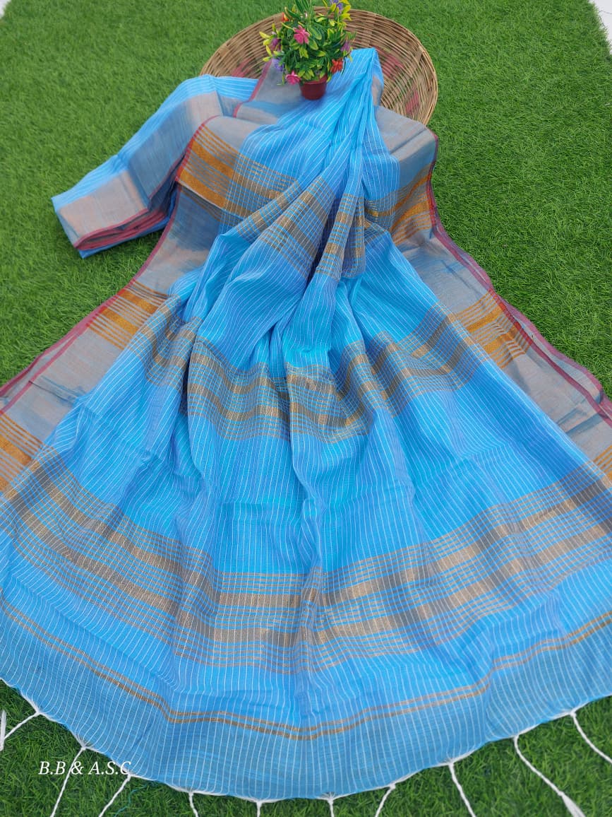 Classic Kota Cotton Silk Saree with Statement Tassels
