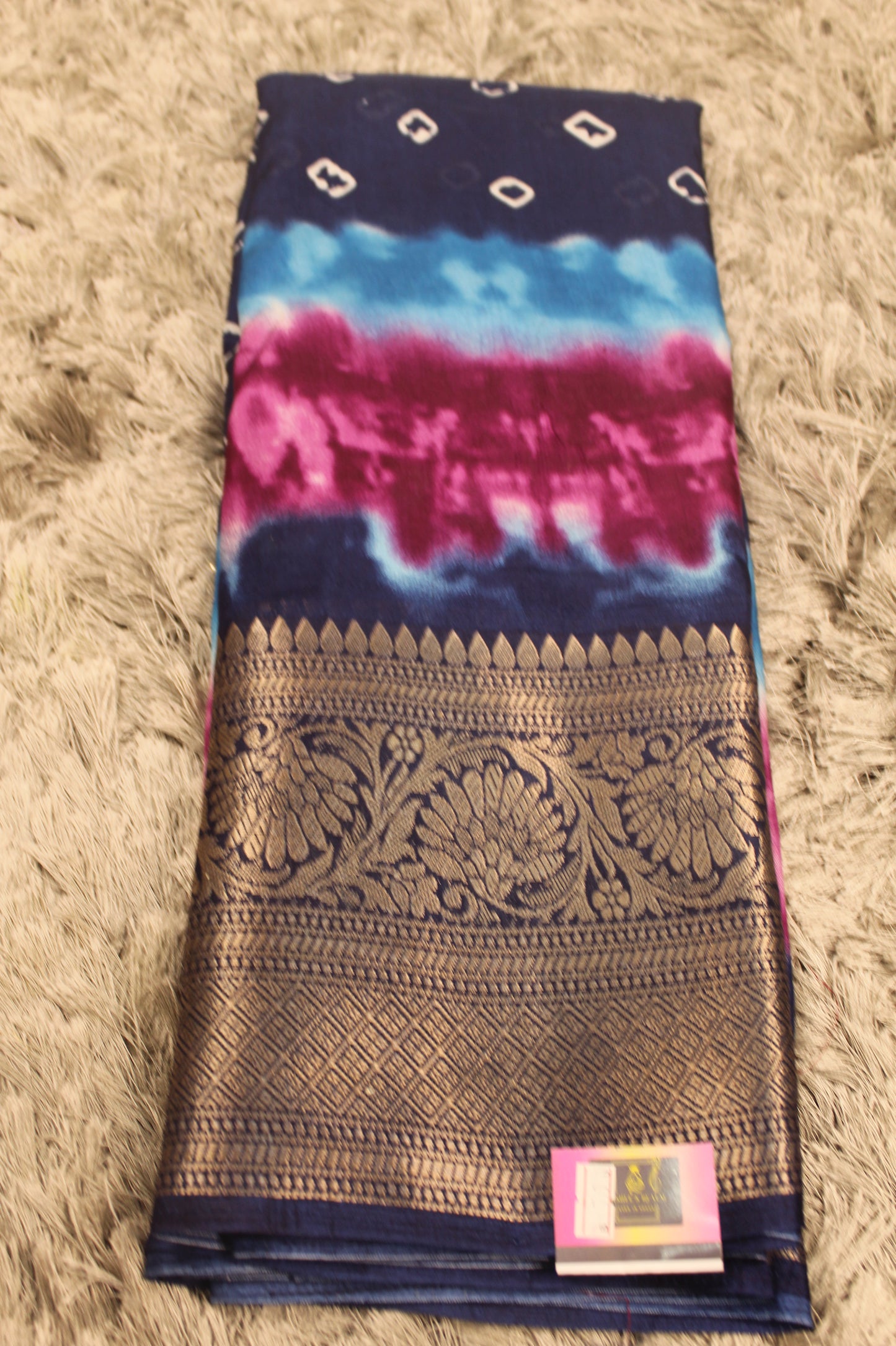 Shibori Bandhani Multi Color Saree