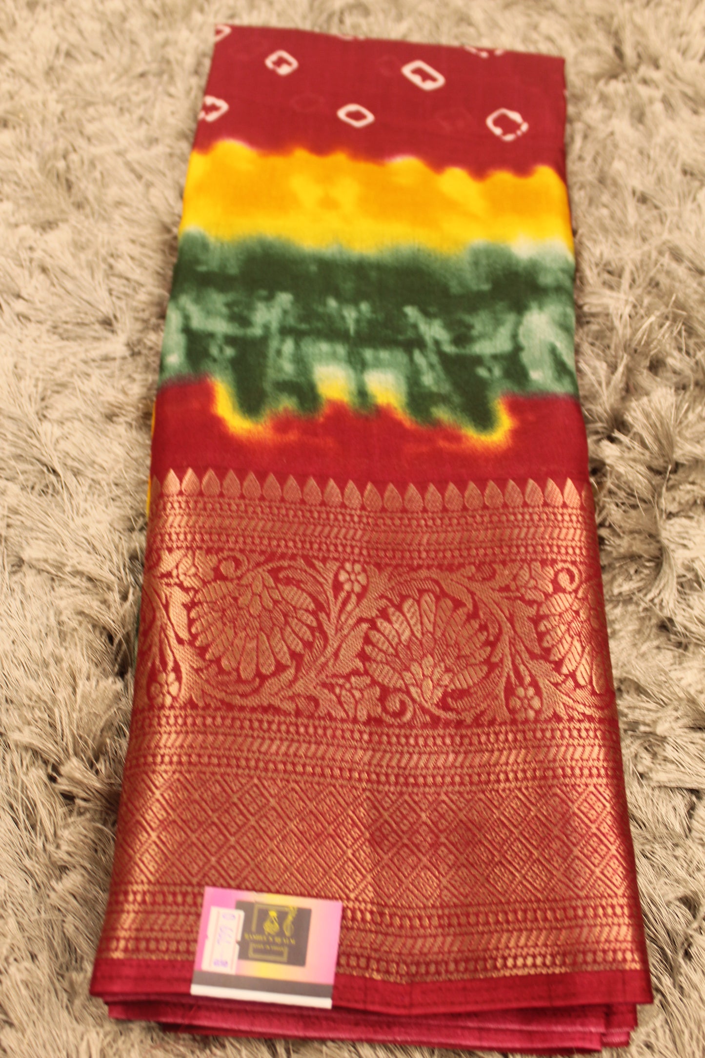 Shibori Bandhani Multi Color Saree