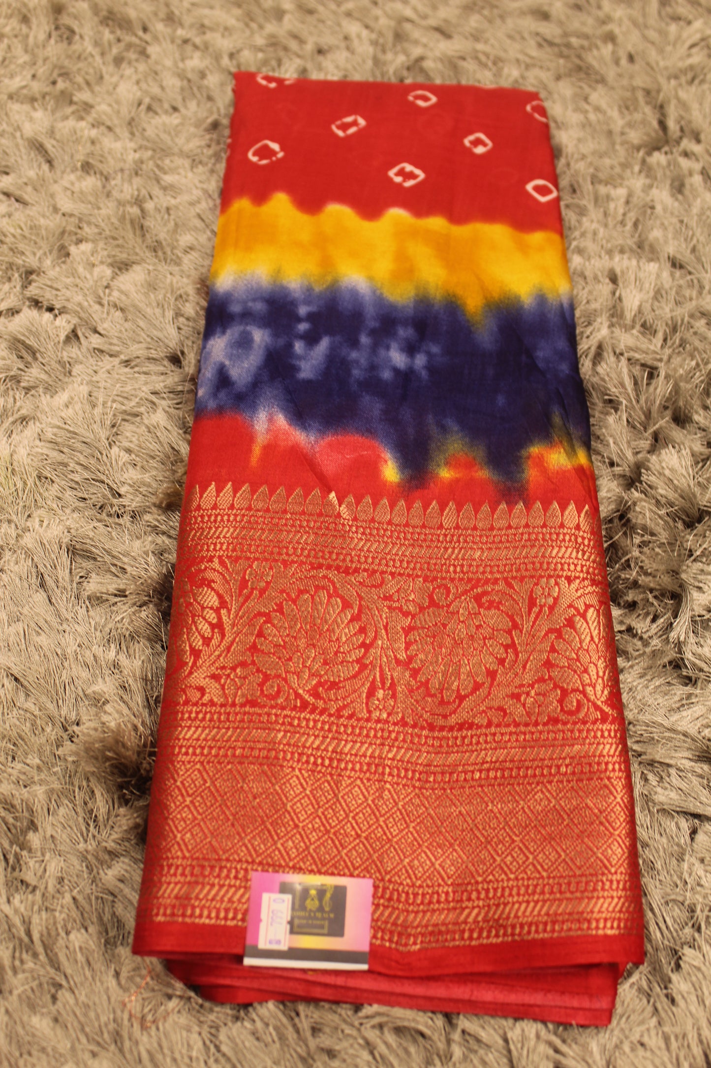 Shibori Bandhani Multi Color Saree