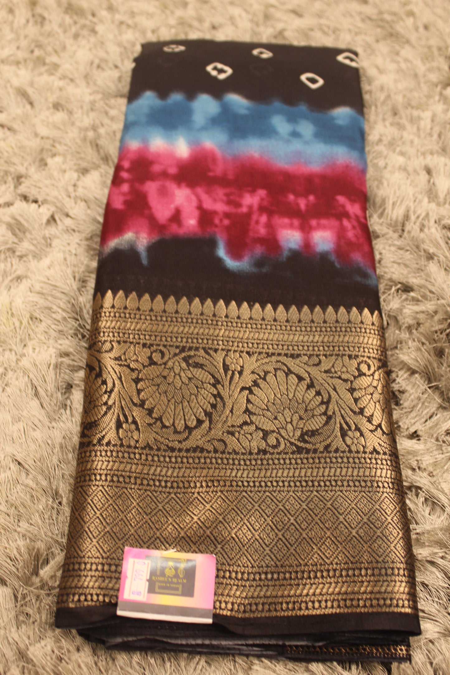 Shibori Bandhani Multi Color Saree