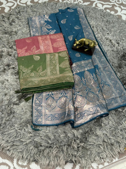 Dola Silk Saree with Weaving & Stone Work Blouse