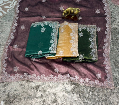 Fendy Chiffon Saree with Stone Work