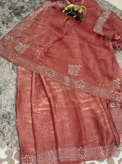 Trendy Fendy Chiffon Saree with Delicate Stone Work ✨