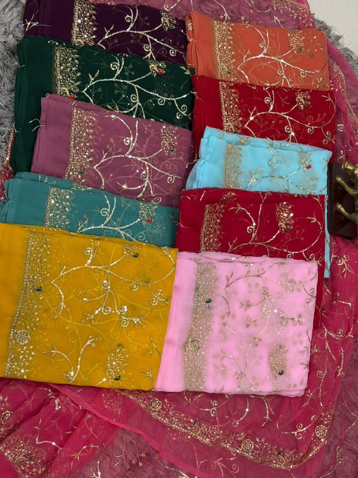 Rajputi Royal Chiffon Saree with All-Over Sequins Work