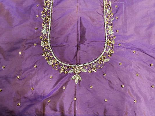 Purple Raw Silk Heavy Work Blouse Fabric