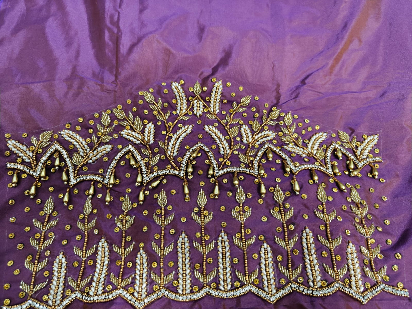 Purple Raw Silk Heavy Work Blouse Fabric