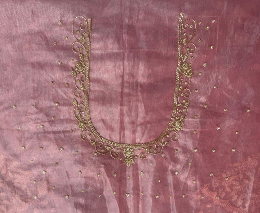 Pink Soft net Heavy work Blouse Fabric