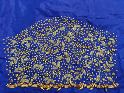 Royal Blue Raw Silk Heavy Work Blouse Fabric