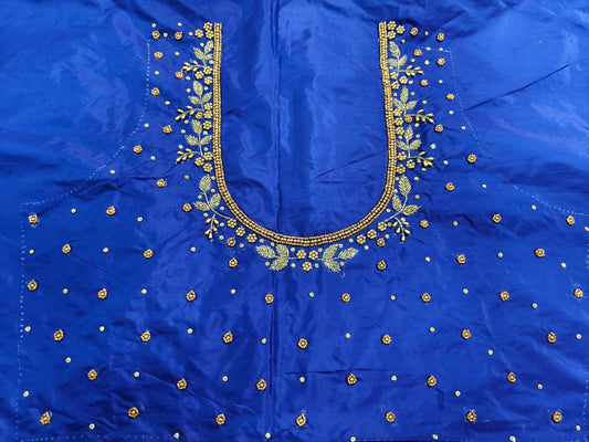 Royal Blue Raw Silk Heavy Work Blouse Fabric