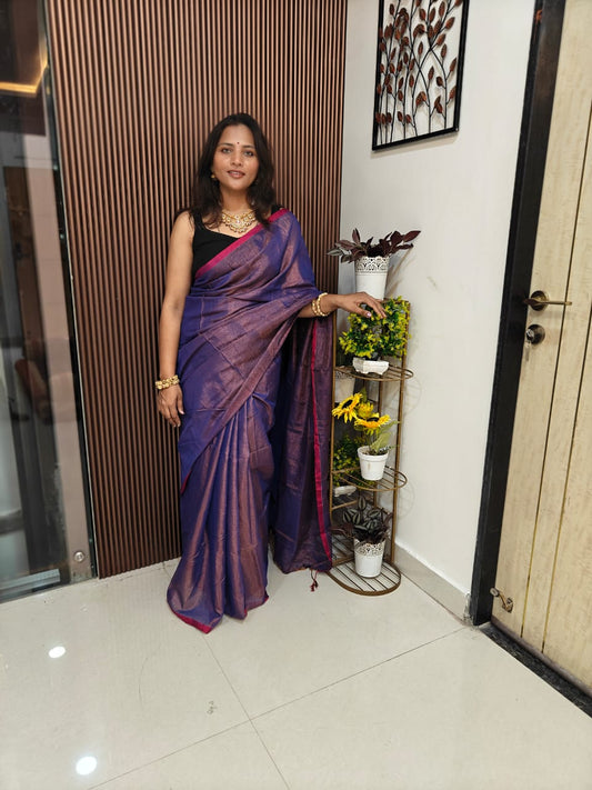 Khadi Tissue Saree with Running Blouse