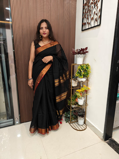 Classic Kota Cotton Silk Saree with Statement Tassels