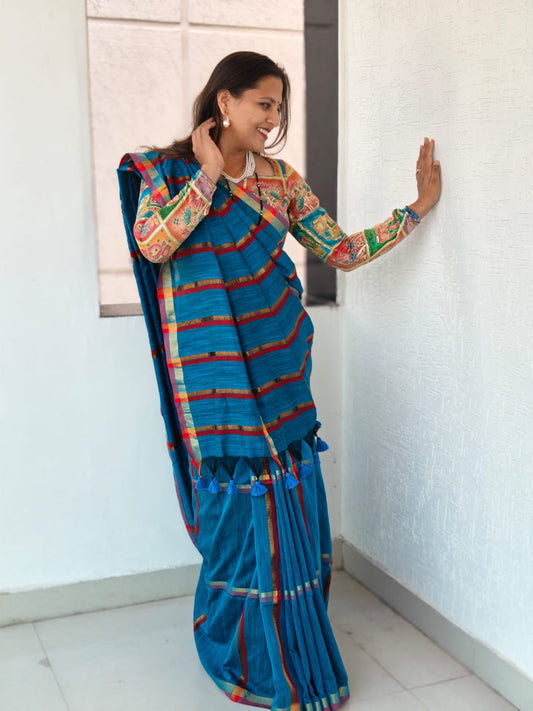 Soft Cotton Saree with Elegant Zari Line Detailing