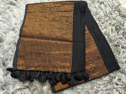 Soft Mul Cotton Saree with Zari Lines Border