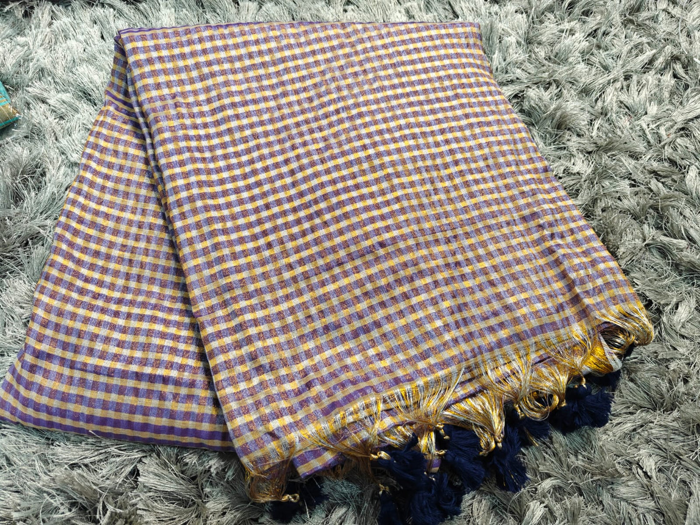 ✨ Mul Cotton Saree with Zari Checks ✨