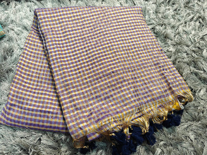 ✨ Mul Cotton Saree with Zari Checks ✨