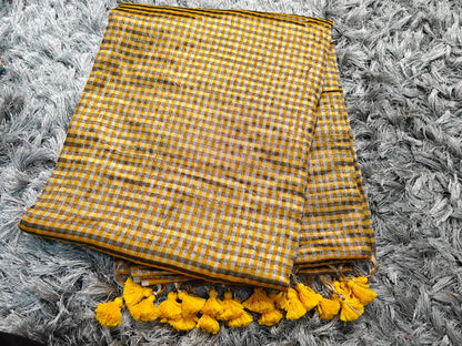 ✨ Mul Cotton Saree with Zari Checks ✨