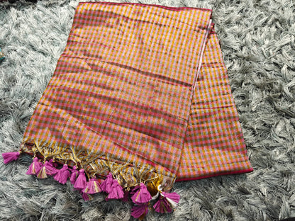 ✨ Mul Cotton Saree with Zari Checks ✨