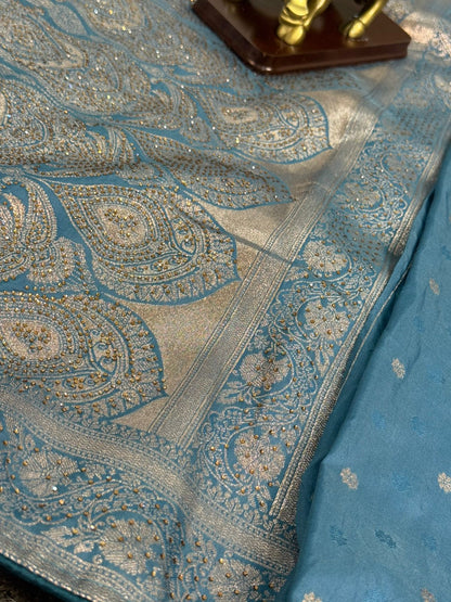 Dola Silk Saree with Weaving & Stone Work Blouse