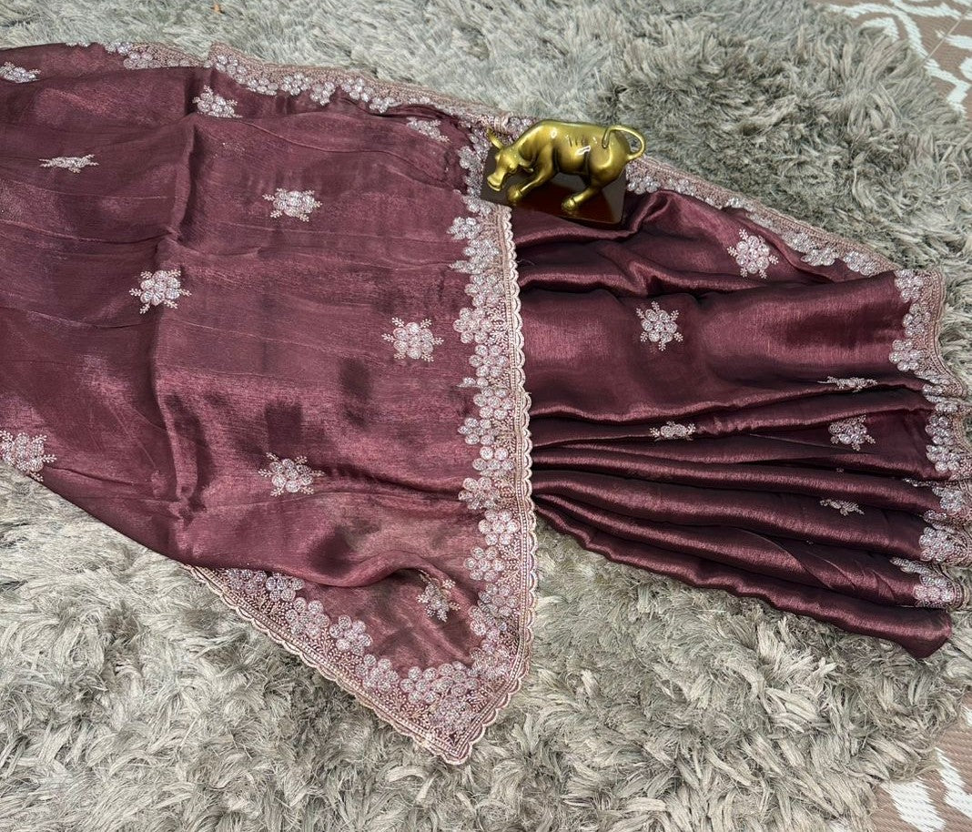 Fendy Chiffon Saree with Stone Work