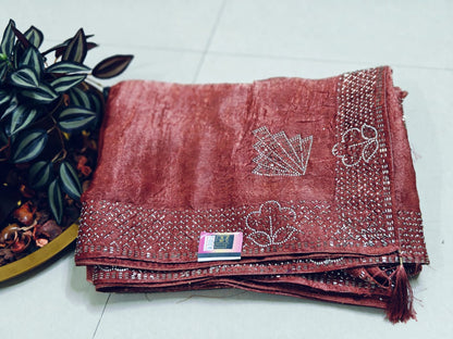 Trendy Fendy Chiffon Saree with Delicate Stone Work ✨