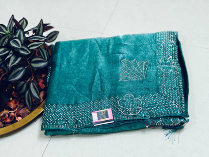 Trendy Fendy Chiffon Saree with Delicate Stone Work ✨