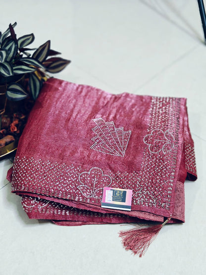 Trendy Fendy Chiffon Saree with Delicate Stone Work ✨