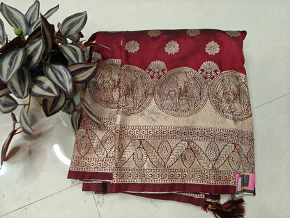 Banarasi Weaving Silk Saree with Stone Work & All-Over Buttis 👑