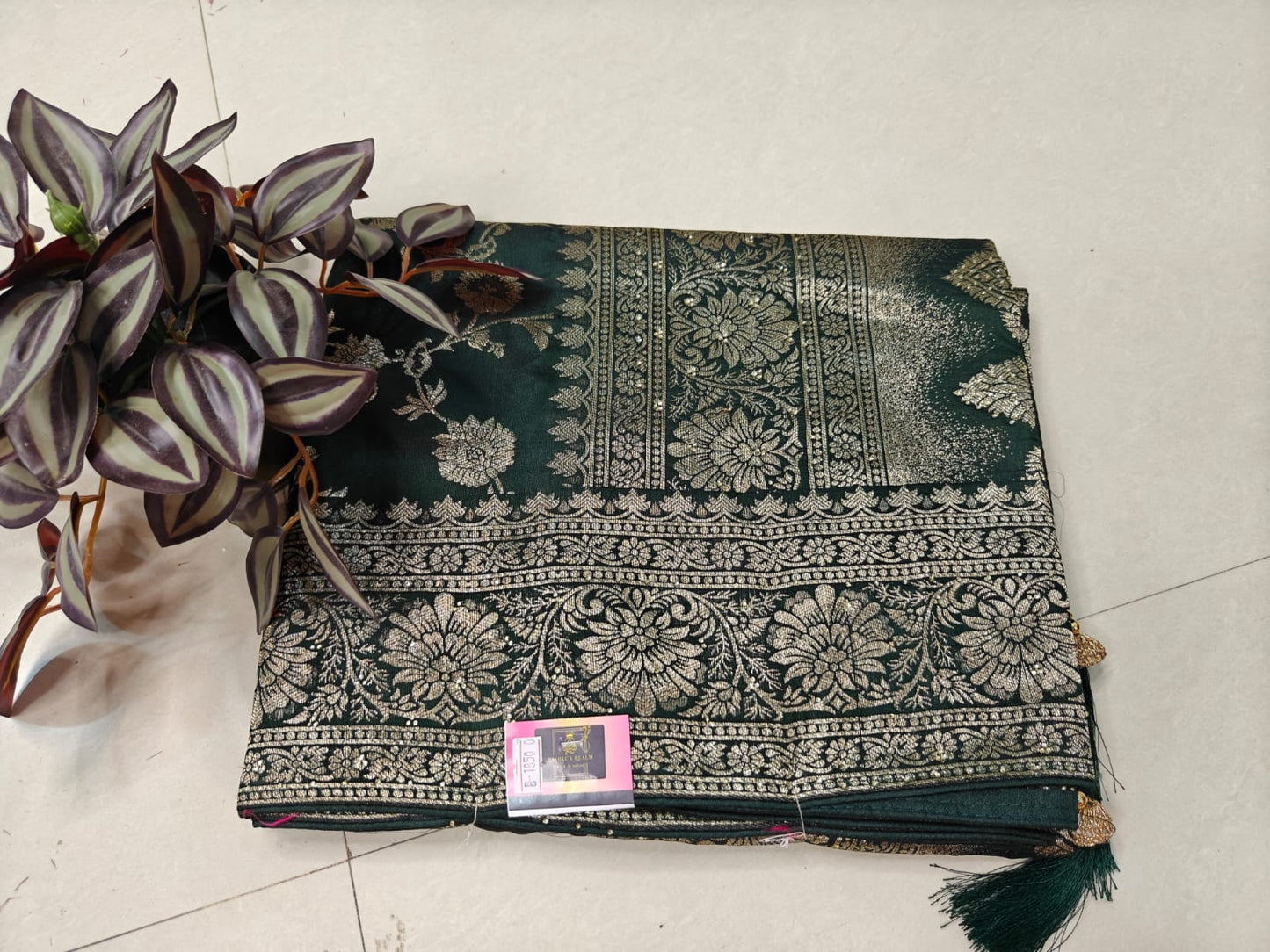 Elegant Silk Saree with Jaal Weaving & Stone Work Blouse