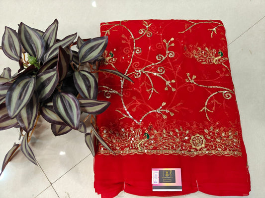 Rajputi Royal Chiffon Saree with All-Over Sequins Work