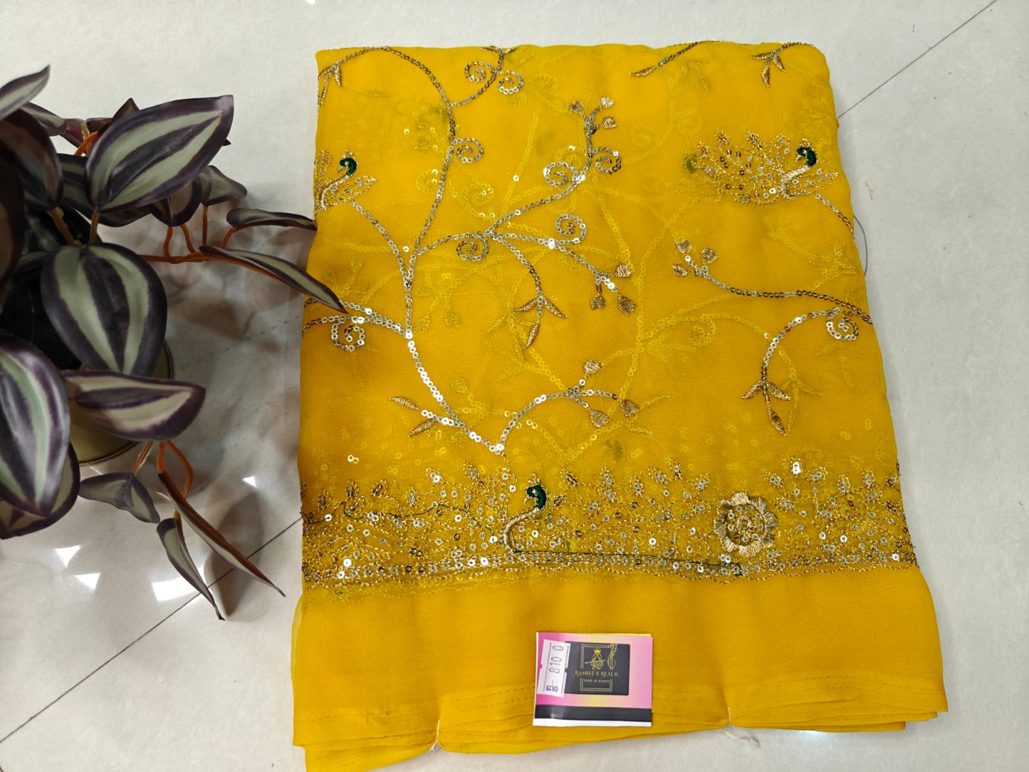 Rajputi Royal Chiffon Saree with All-Over Sequins Work