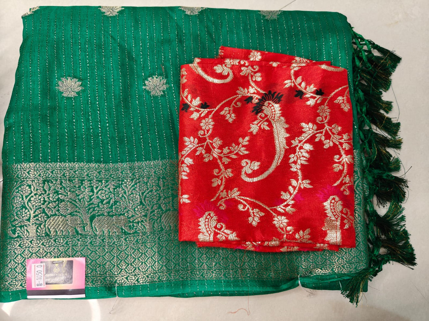 Trending Georgette Saree with Zari Lines, Buttis & Contrast Jaal Blouse