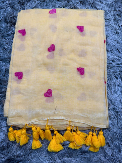 🌿 Love Buti Embroidered Mul Cotton Saree — With Blouse