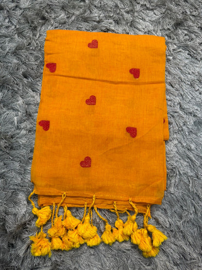 🌿 Love Buti Embroidered Mul Cotton Saree — With Blouse