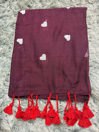 🌿 Love Buti Embroidered Mul Cotton Saree — With Blouse