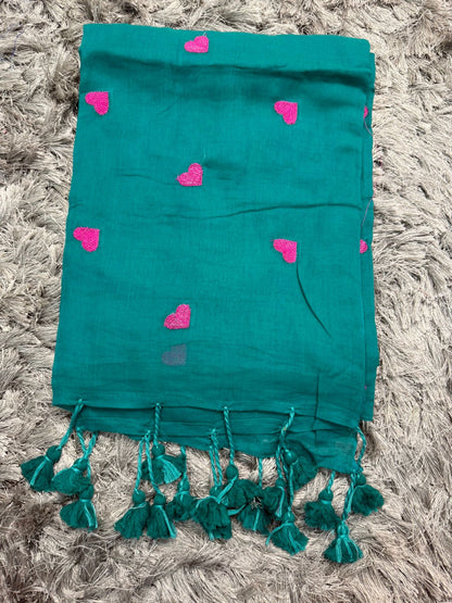 🌿 Love Buti Embroidered Mul Cotton Saree — With Blouse