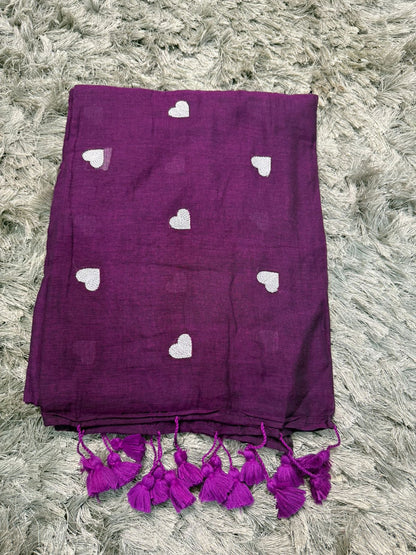 🌿 Love Buti Embroidered Mul Cotton Saree — With Blouse