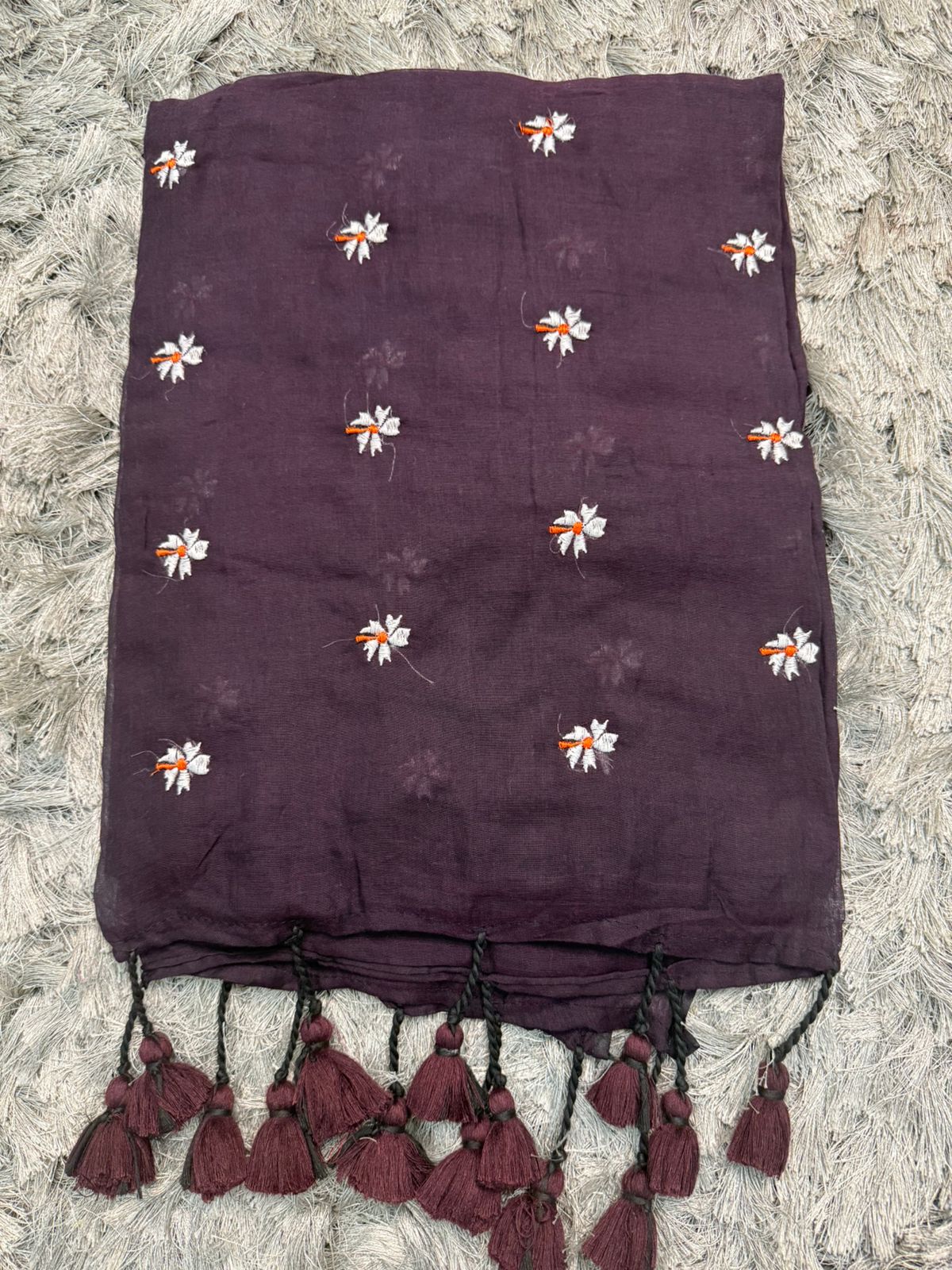 🌿 Parijat Embroidered Mul Cotton Saree