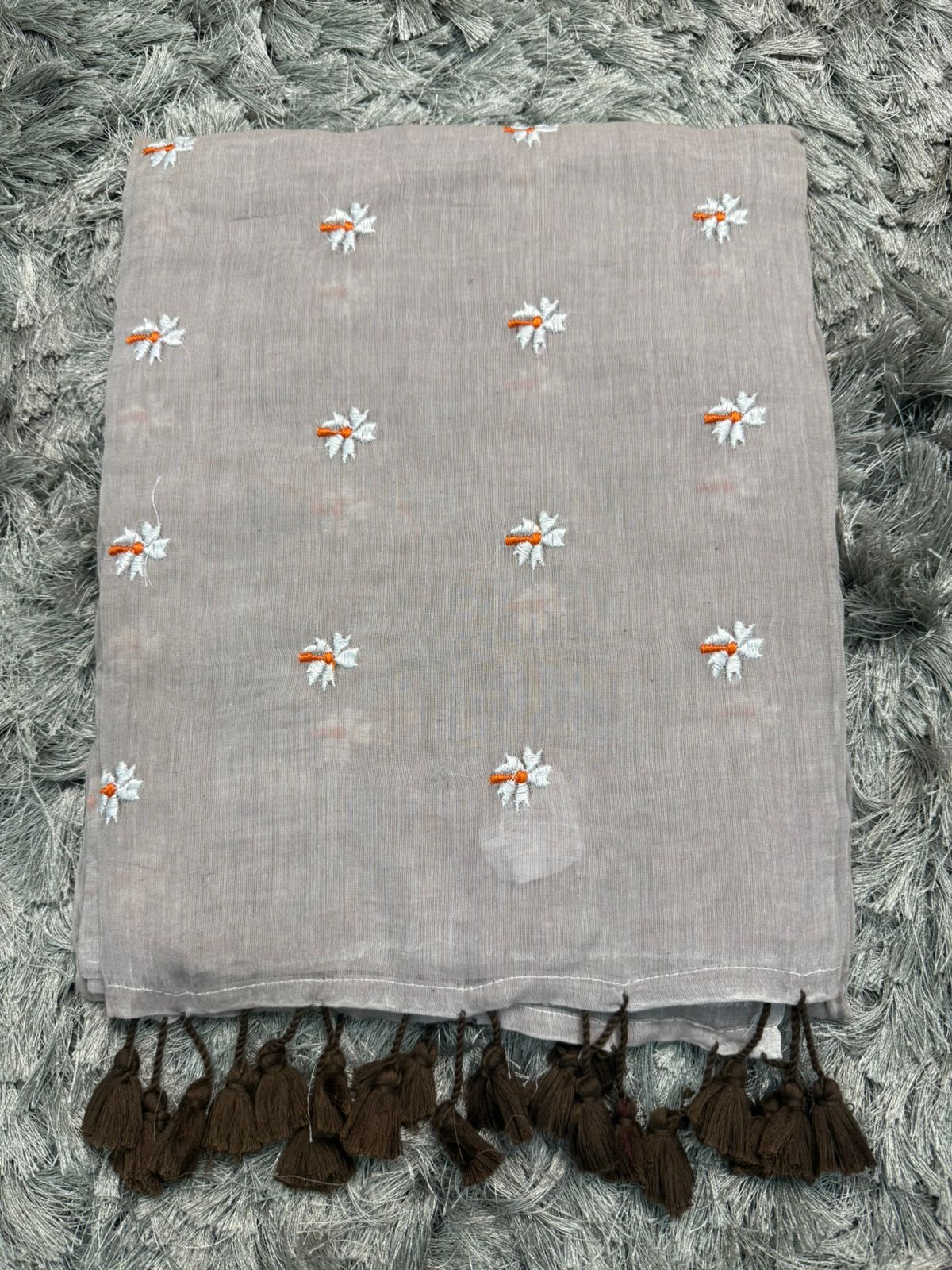 🌿 Parijat Embroidered Mul Cotton Saree