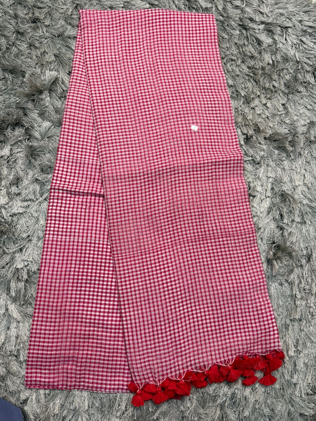 🌿 Checked Pattern Mul Cotton Saree