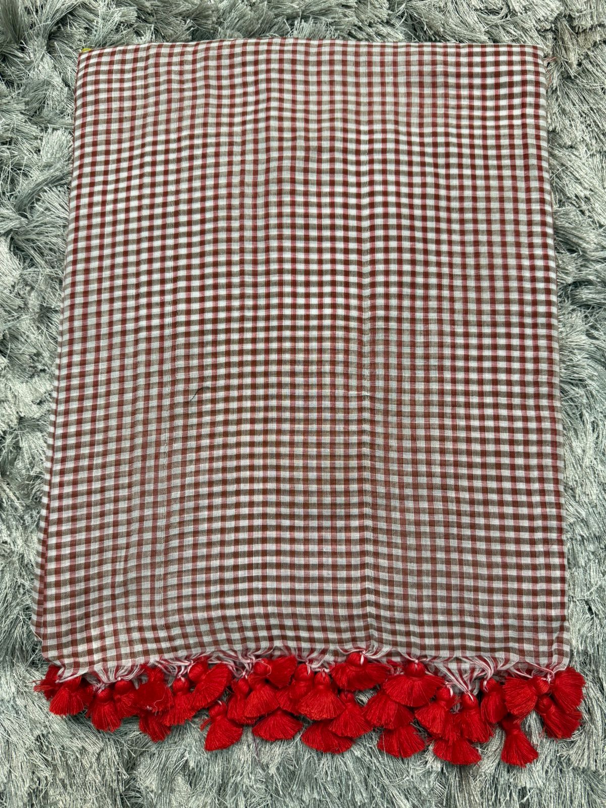 🌿 Checked Pattern Mul Cotton Saree