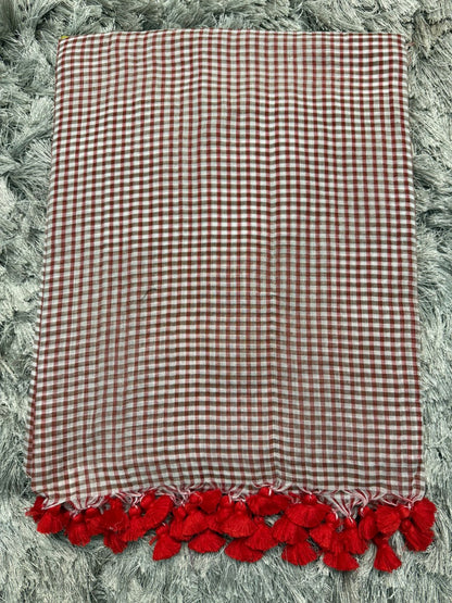 🌿 Checked Pattern Mul Cotton Saree