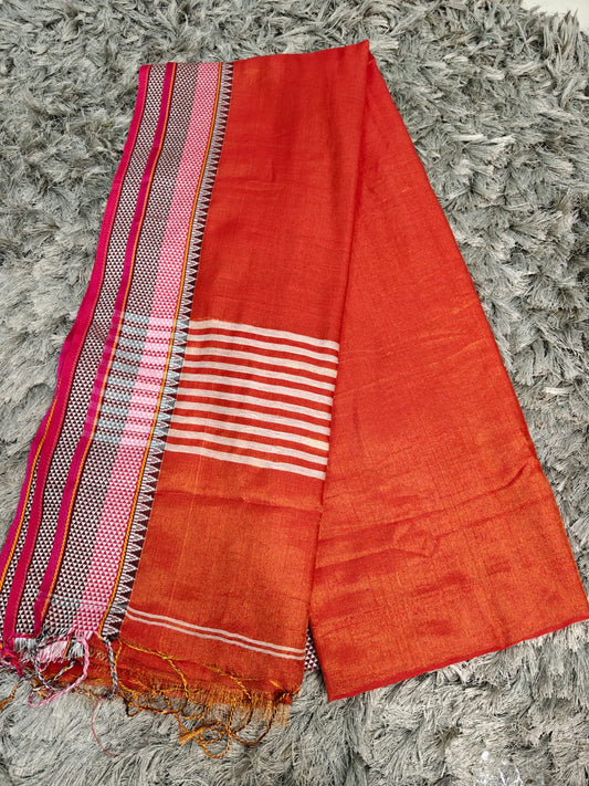 Khadi Tissue Saree with Traditional Chatai Border & Running Blouse ✨