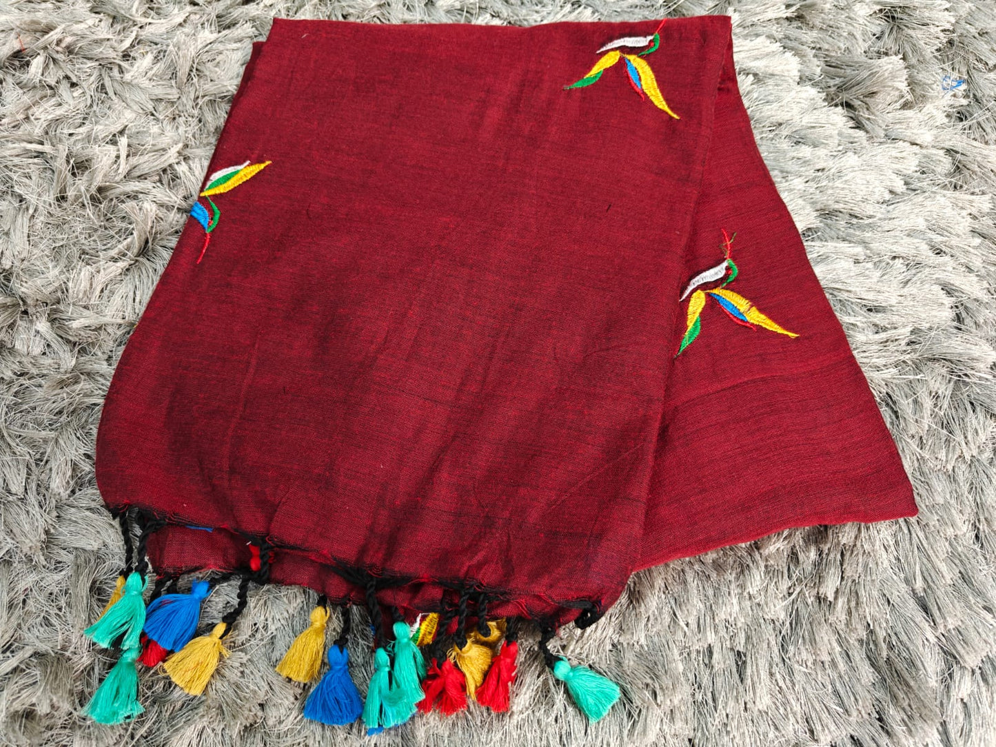 Khadi Cotton Saree with Embroidered Kingfisher