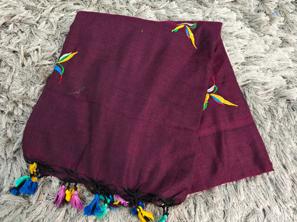 Khadi Cotton Saree with Embroidered Kingfisher