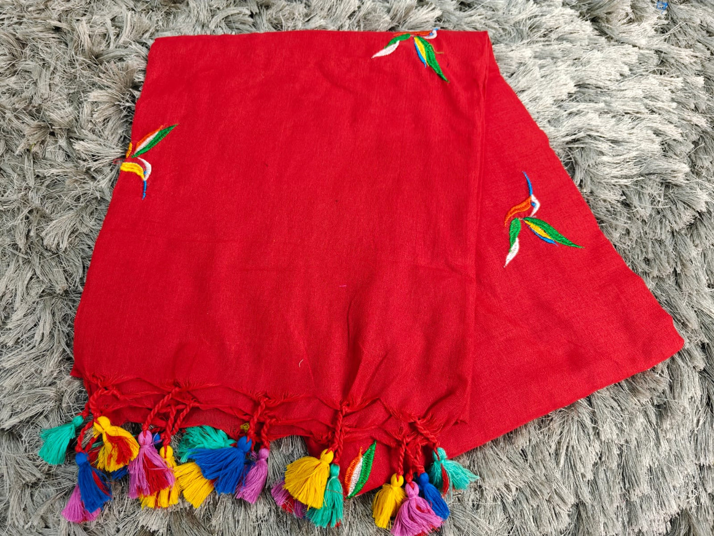 Khadi Cotton Saree with Embroidered Kingfisher