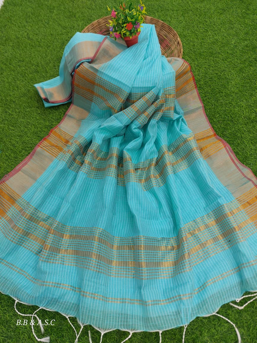 Classic Kota Cotton Silk Saree with Statement Tassels